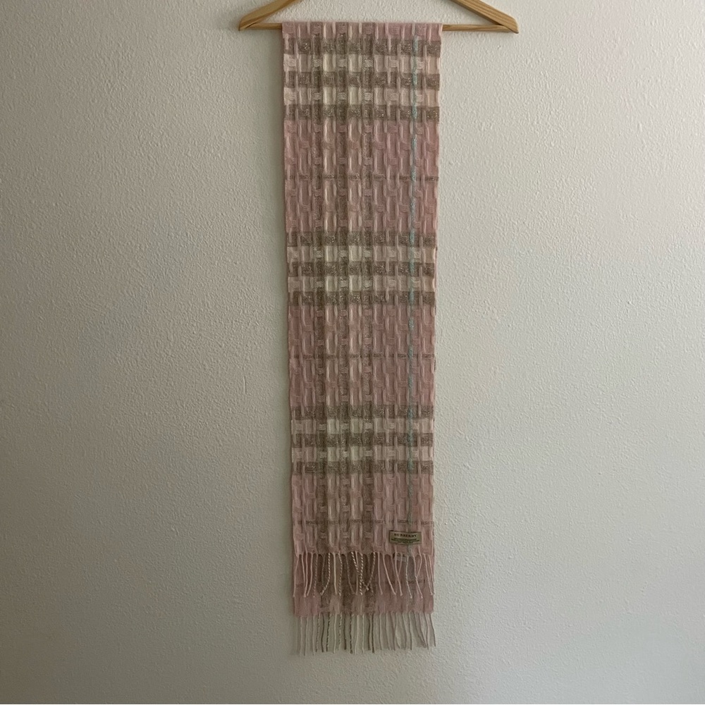 Burberry Pink Nova Check Textured Weave Merino Wool & Cashmere Scarf - Picture 5 of 5
